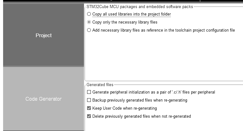 代码生成选项